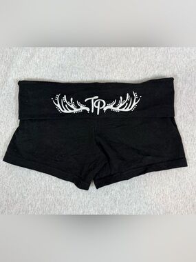 Twin Peaks Girls Fold-Over Waist Booty Shorts Black - Medium